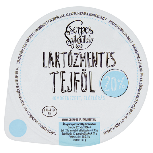 Cserpes tejföl 250 g 20% laktózmentes