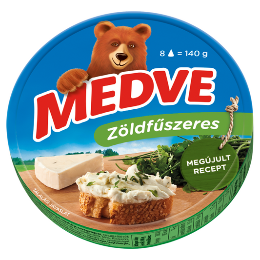 Medve félzsíros, ömlesztett sajt 140 g zöldfűszeres 8 cikkelyes