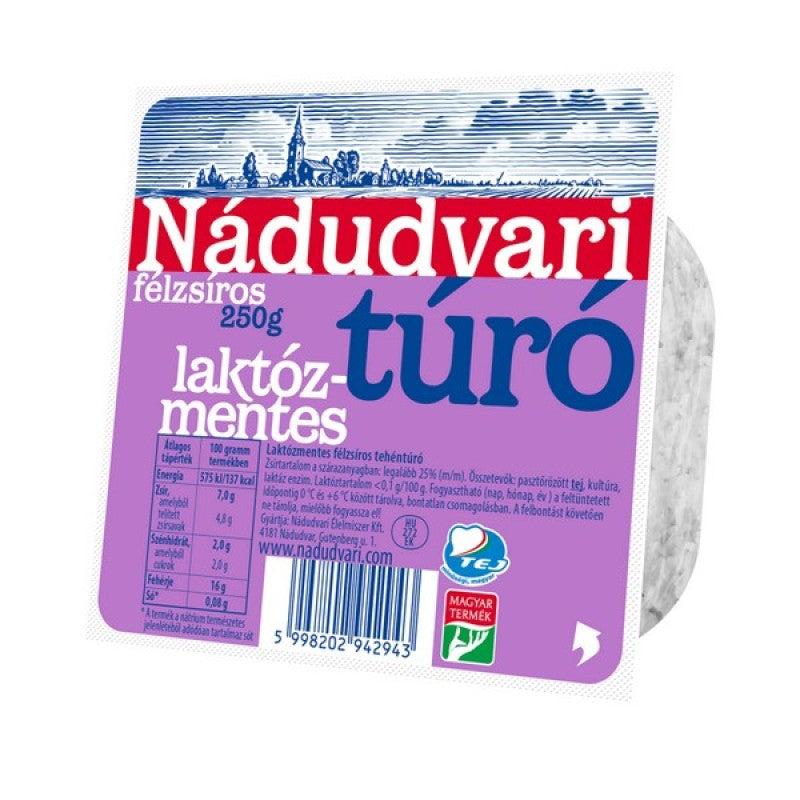 Nádudvari tehéntúró 250 g félzsíros, laktózmentes