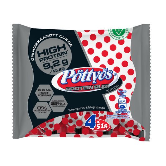 Pöttyös Protein Óriás Túró Rudi 4x51 g étbevonóval, natúr