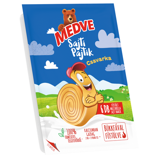 Medve Sajti Pajtik Csavarka füstölt mozzarella sajt snack 98 g