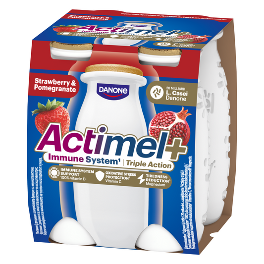 Danone Actimel+ Triple Action joghurtital 4x100 g eper-gránátalma
